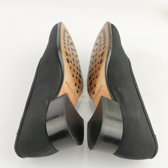 VTG Cole Haan Womens Lofer Size 8.5 NARROW Black Satin Low Heel Shoe Italy - Picture 7 of 12